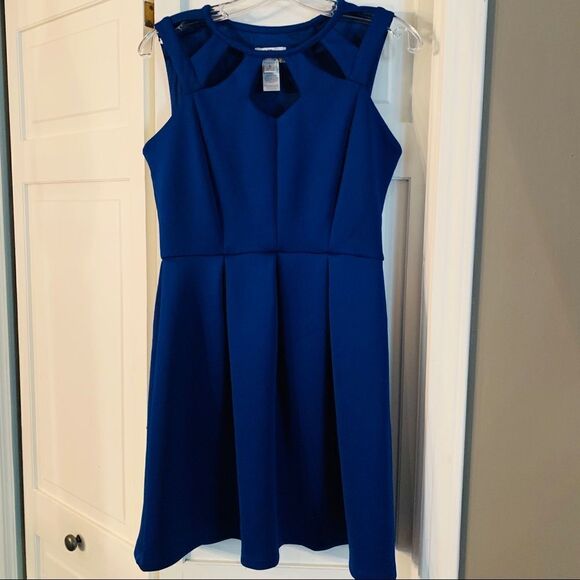 Mini Blue Keyhole Tunic Design Dress size L - Picture 1 of 8